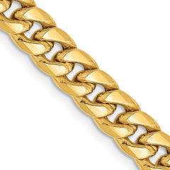 14K Yellow Gold 6mm Semi-Solid Miami Cuban Chain