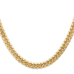 14K Yellow Gold 6.75mm Semi-Solid Miami Cuban Chain