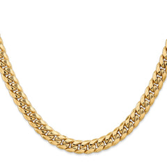 14K Yellow Gold 7.3mm Semi-Solid Miami Cuban Chain