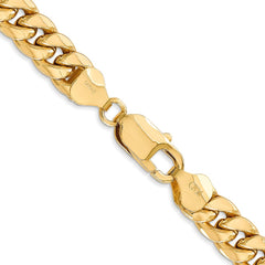 14K Yellow Gold 7.3mm Semi-Solid Miami Cuban Chain