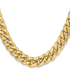 Halbmassive kubanische Miami-Kette aus 14 Karat Gelbgold, 11 mm