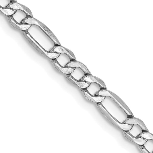 14K White Gold 3.5mm Semi-Solid Figaro Chain