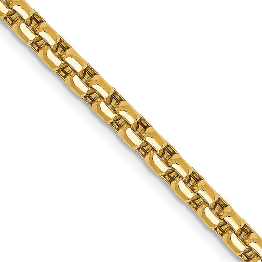 14K Yellow Gold 3.6mm Semi-Solid Round Box Chain