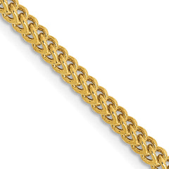 14K Yellow Gold 2.2mm Semi-Solid Franco Chain
