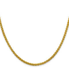 14K Yellow Gold 3.45mm Semi-solid Wheat Chain