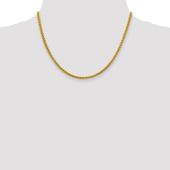 14K Yellow Gold 3.45mm Semi-solid Wheat Chain