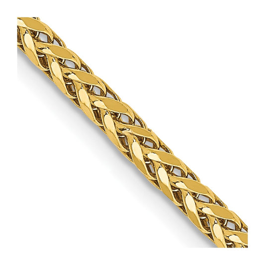 14K Yellow Gold 2.5mm Semi-solid Diamond-cut Wheat Chain