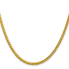 Cadena de trigo semisólida con corte de diamante de 3,1 mm en oro amarillo de 14 quilates