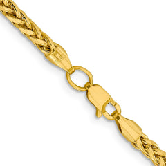 Cadena de trigo semisólida con corte de diamante de 3,1 mm en oro amarillo de 14 quilates