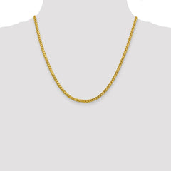 Cadena de trigo semisólida con corte de diamante de 3,1 mm en oro amarillo de 14 quilates