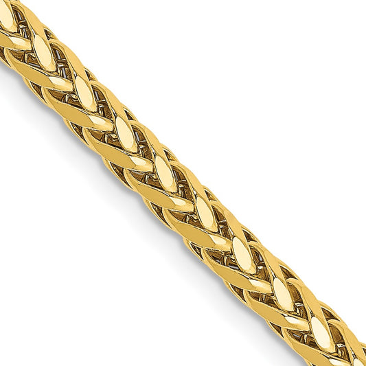 14K Yellow Gold 3.1mm Semi-solid Diamond-cut Wheat Chain