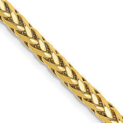 14K Yellow Gold 3.1mm Semi-solid Diamond-cut Wheat Chain