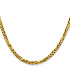14K Yellow Gold 3.7mm Semi-solid Diamond-cut Wheat Chain