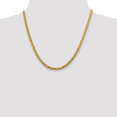 14K Yellow Gold 3.7mm Semi-solid Diamond-cut Wheat Chain