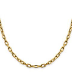 Cadena tipo cable de eslabones abiertos semisólida de oro amarillo de 14 quilates de 4,9 mm con talla de diamante