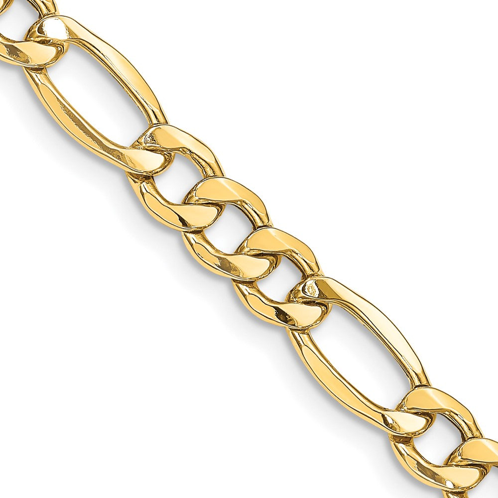 14K Yellow Gold 8.5mm Semi-Solid Figaro Chain