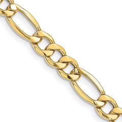14K Yellow Gold 8.5mm Semi-Solid Figaro Chain