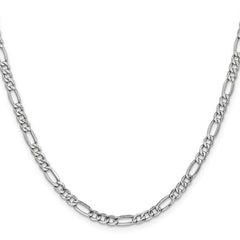 14K White Gold 4.4mm Semi-Solid Figaro Chain