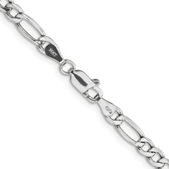 14K White Gold 4.4mm Semi-Solid Figaro Chain