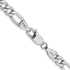 14K White Gold 5.75mm Semi-Solid Figaro Chain