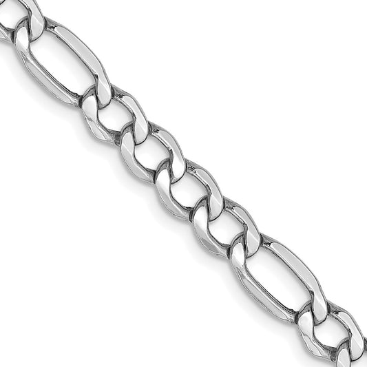 14K White Gold 5.75mm Semi-Solid Figaro Chain
