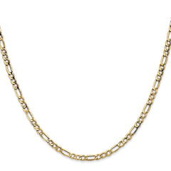 14K Yellow Gold 3.5mm Semi-Solid Figaro Chain