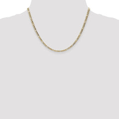 14K Yellow Gold 3.5mm Semi-Solid Figaro Chain