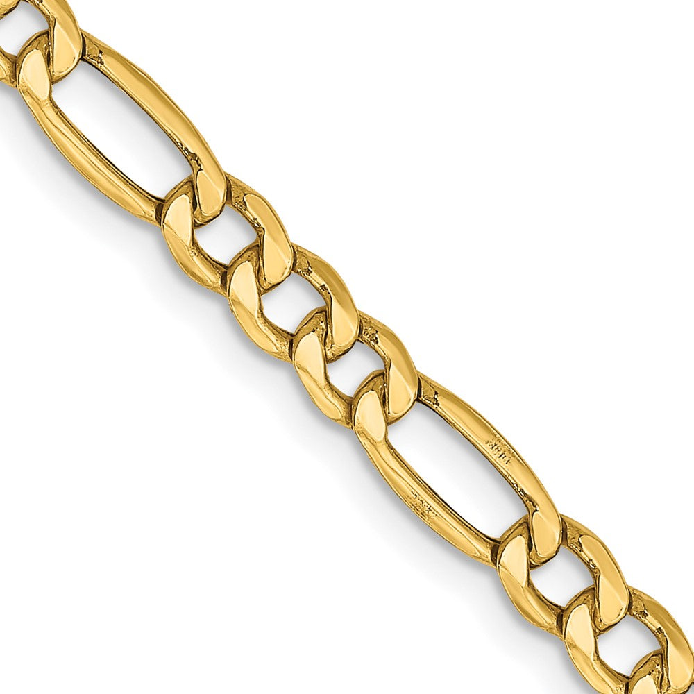 14K Yellow Gold 4.2mm Semi-Solid Figaro Chain