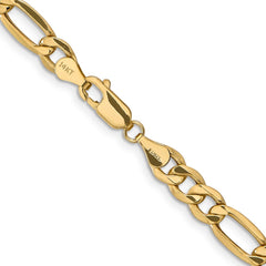 14K Yellow Gold 6.25mm Semi-Solid Figaro Chain