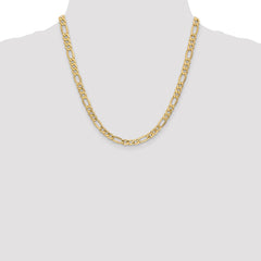 14K Yellow Gold 6.25mm Semi-Solid Figaro Chain