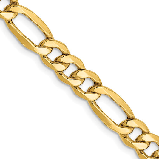 14K Yellow Gold 6.25mm Semi-Solid Figaro Chain