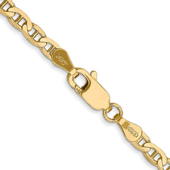 14K Yellow Gold 3mm Concave Anchor Chain