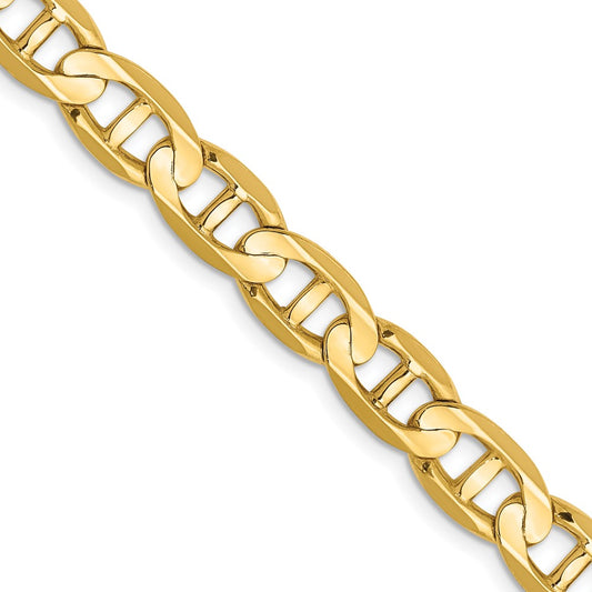 14K Yellow Gold 7mm Concave Anchor Chain