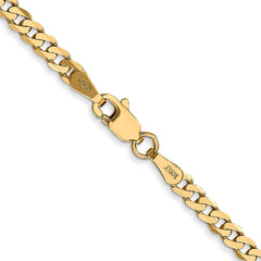 14K Yellow Gold 2.9mm Flat Beveled Curb Chain