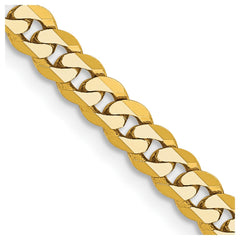 14K Yellow Gold 3.9mm Flat Beveled Curb Chain