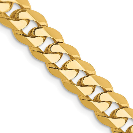 14K Yellow Gold 7.25mm Flat Beveled Curb Chain