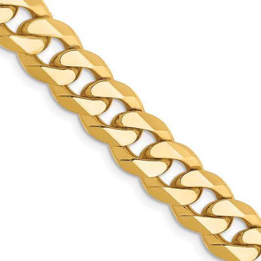 14K Yellow Gold 8.5mm Flat Beveled Curb Chain