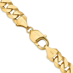 14K Yellow Gold 9.5mm Flat Beveled Curb Chain
