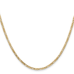 14K Yellow Gold 2.25mm Flat Figaro Chain