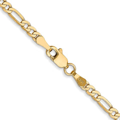 14K Yellow Gold 2.75mm Flat Figaro Chain