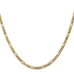 14K Yellow Gold 3mm Flat Figaro Chain