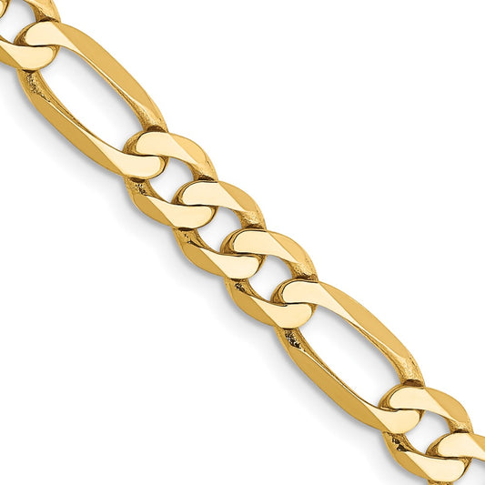14K Yellow Gold 5.25mm Flat Figaro Chain