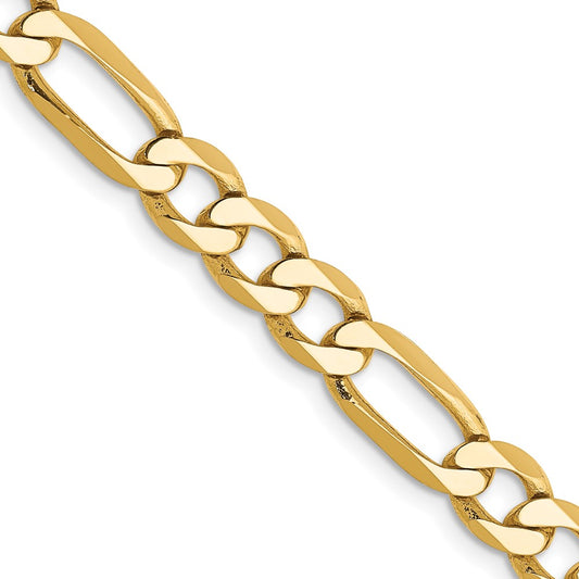 14K Yellow Gold 6.25mm Flat Figaro Chain