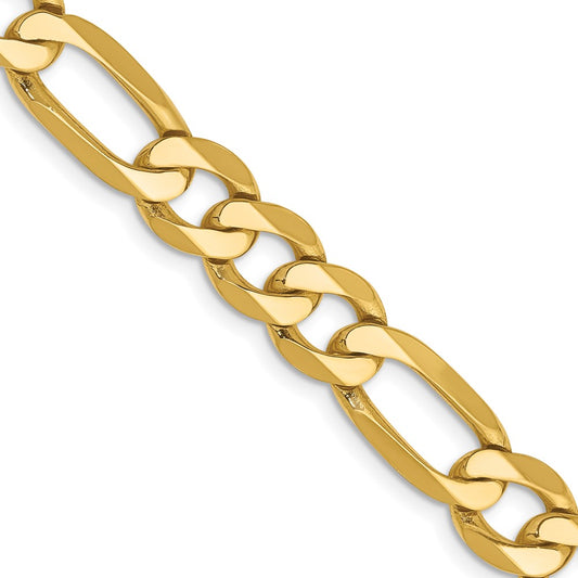 14K Yellow Gold 7.5mm Flat Figaro Chain