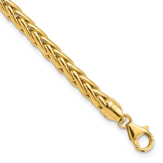 14K Yellow Gold Polished 5mm Wheat Chain Bracelet