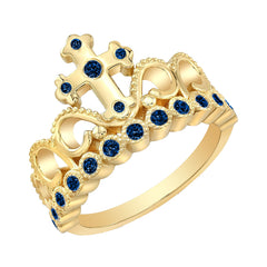 14K Gold Princess Cross Crown Ring