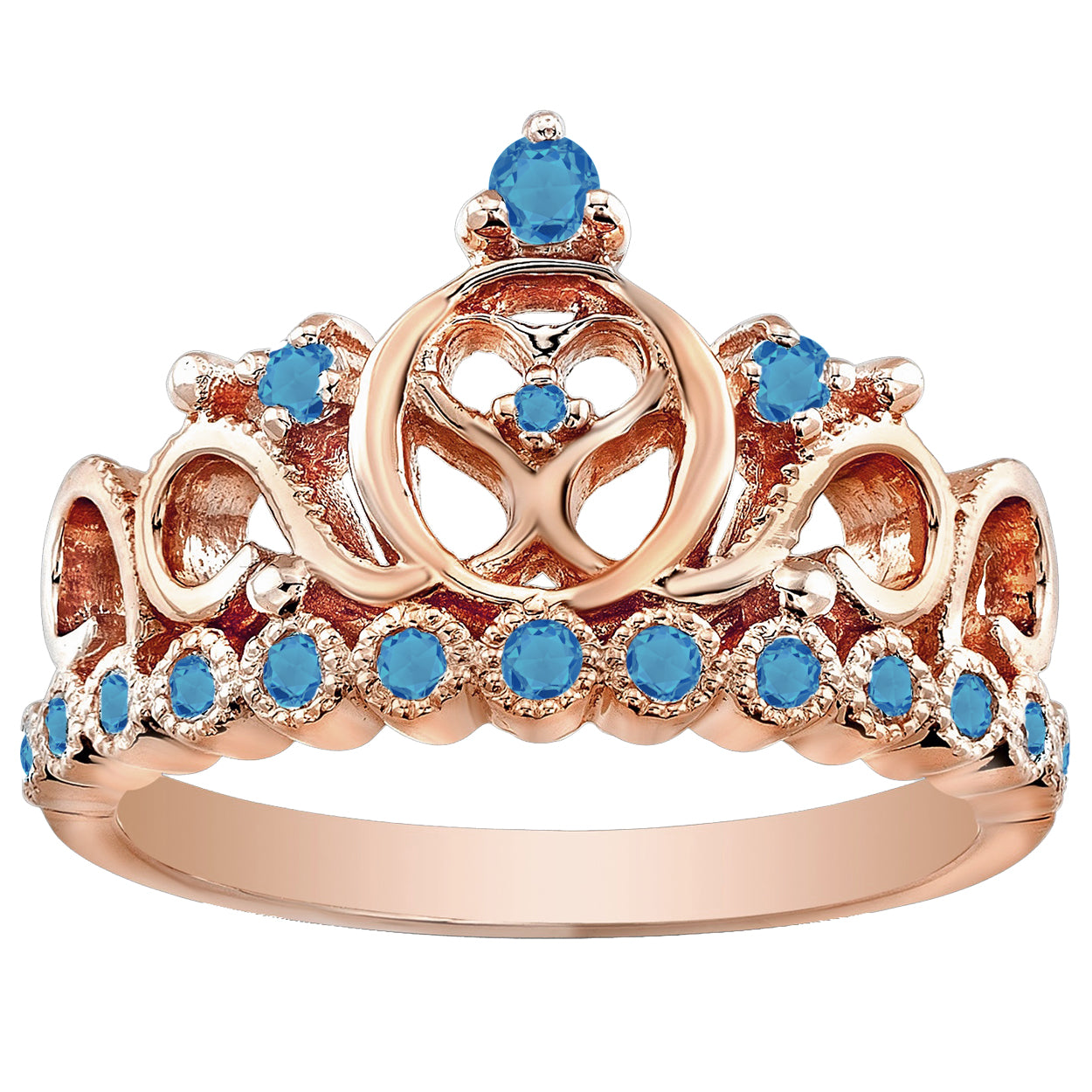 Platinum Princess Heart Crown Ring