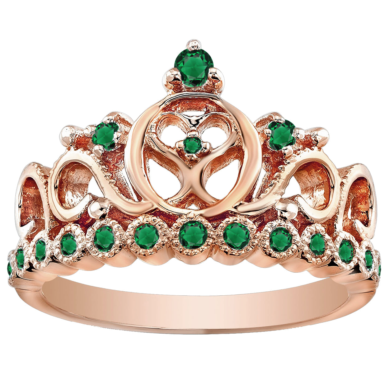 Platinum Princess Heart Crown Ring