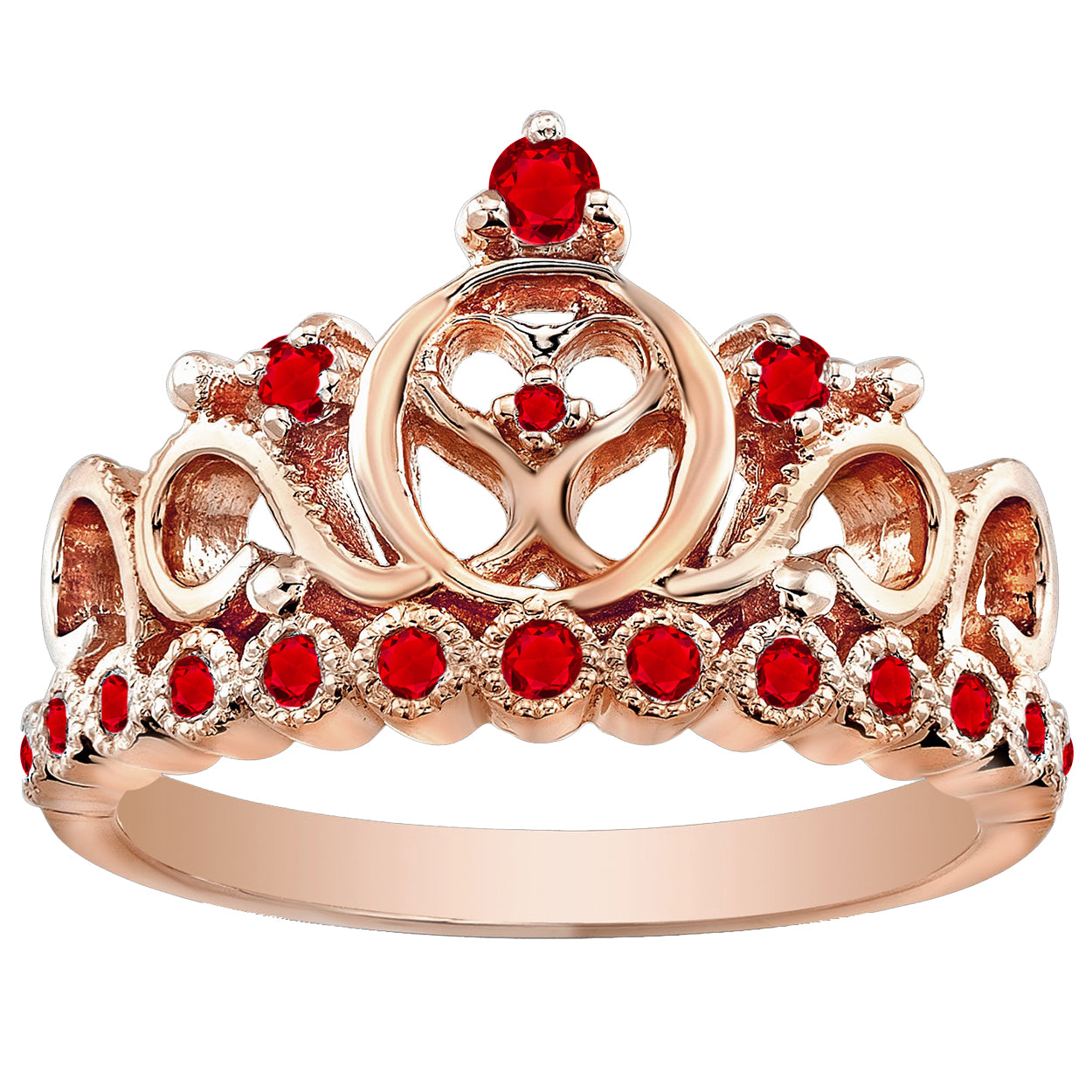 Platinum Princess Heart Crown Ring