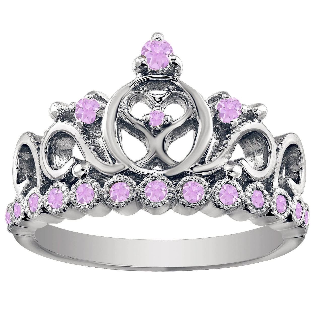 18K Gold Princess Heart Crown Ring